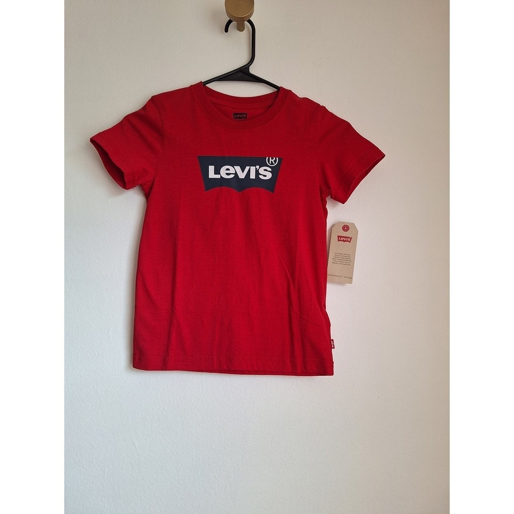 Levis Kids‎ Red Batwing Logo Graphic T-Shirt Short Sleeve Size 6 5-6 Years NEW